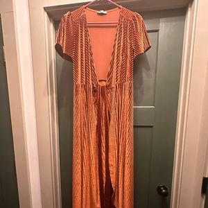 Baltic Born Andi Ribbed Velvet Wrap Dress - Copper - Size small